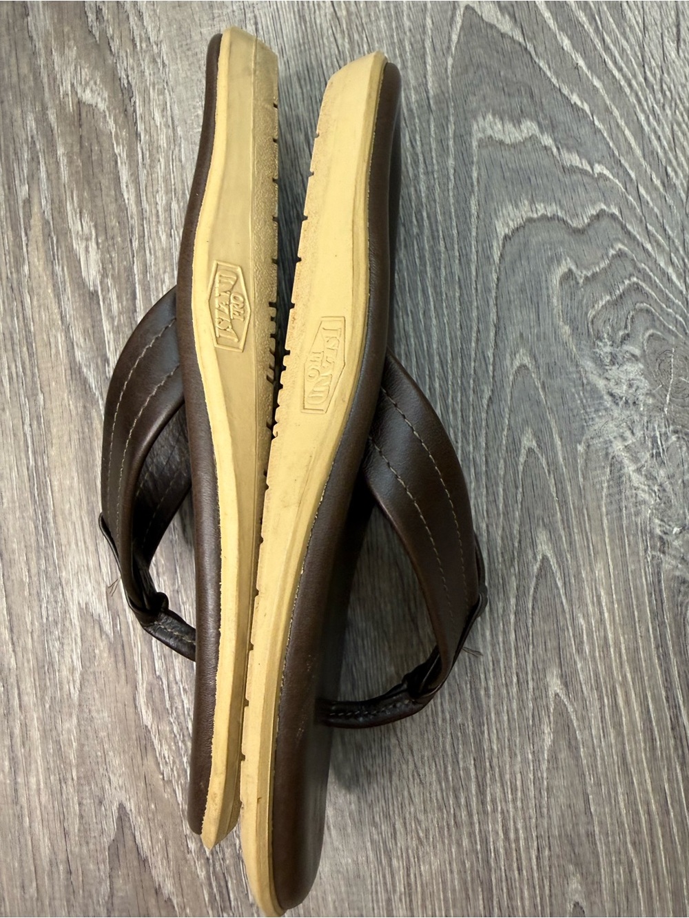 Island Slipper Classic Leather Flip Flop Sandals M6/W7 - Picture 6 of 9
